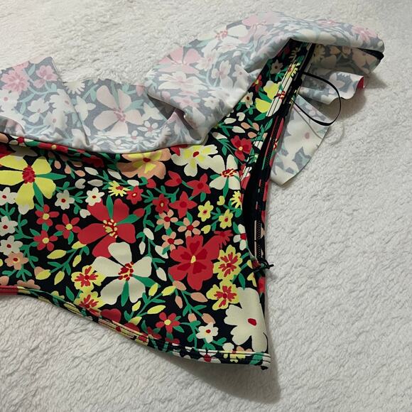 Lost + Wander (S) "Lush Adventure" Floral Ruffle One Shoulder Bikini Swim Top - Picture 7 of 9